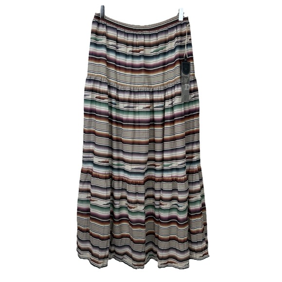 Double D Ranch Santa Rita Skirt Womens S Tiered Serape Stripe Boho Western NEW - Picture 1 of 13